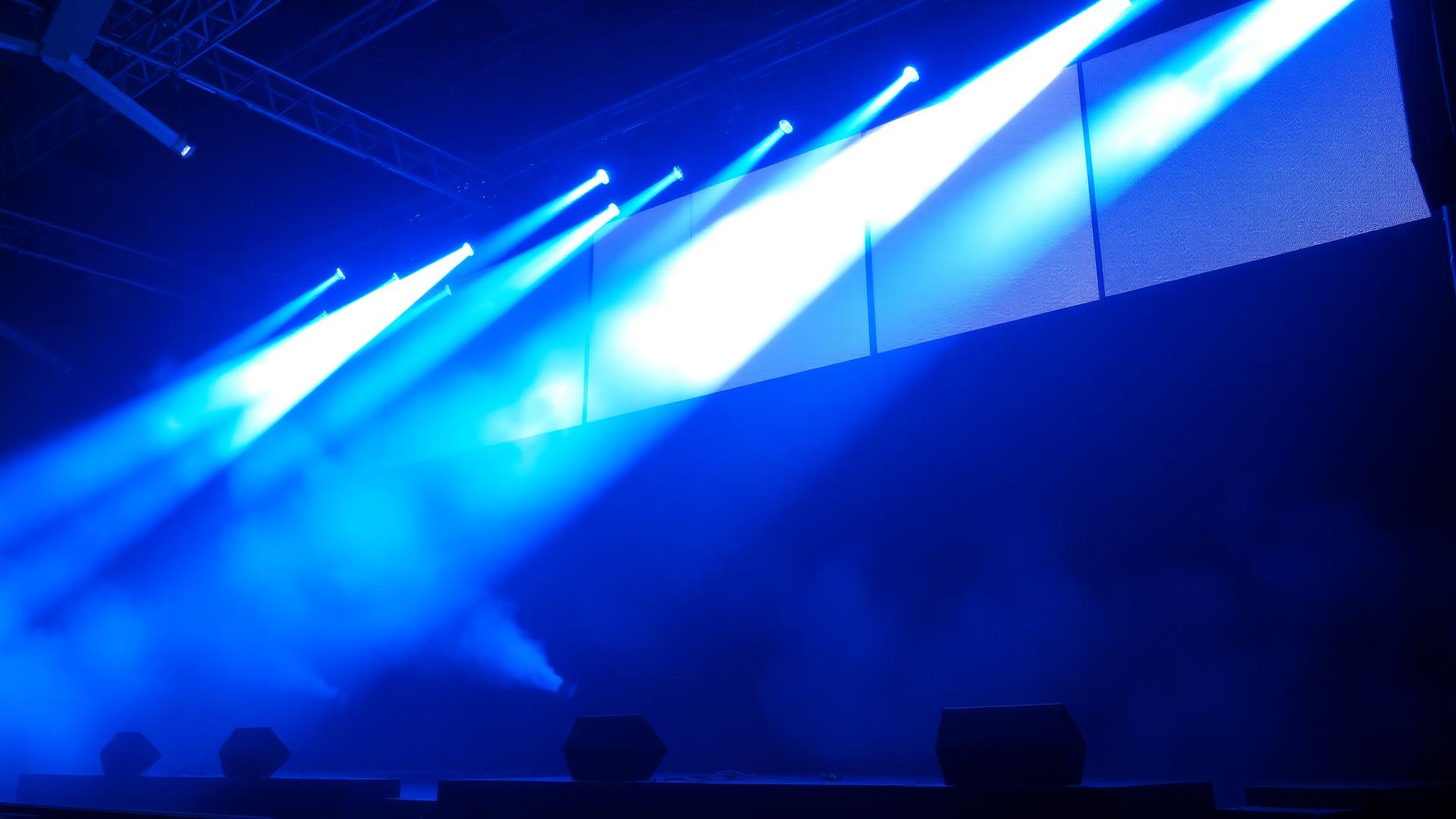 Tapahtumalava, valot ja LED-seinä konsertissa